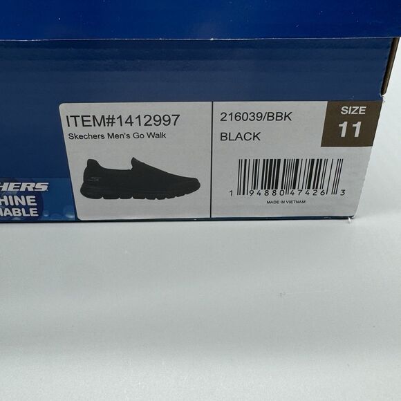 SKECHERS MEN GO WALK SLIP-ON WALKING SHOE SIZE 11 BLACK LIGHTWEIGHT CASUAL - Picture 12 of 12
